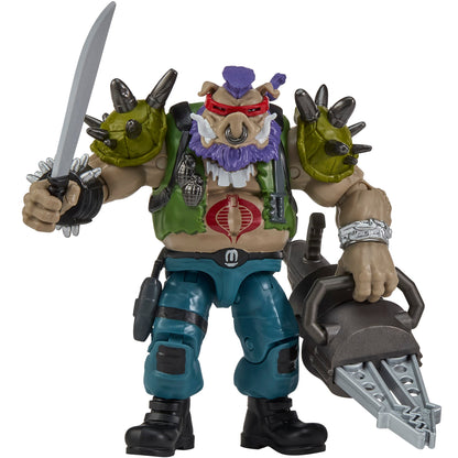 Bebop as Ripper TMNT x GI Joe 4.5-Inch Figure — Out of Box Front View with Both Accessories