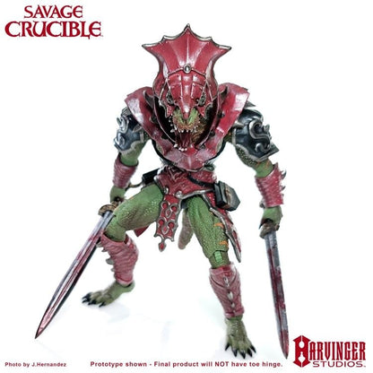 Veteris Rapax Savage Crucible 6-Inch Figure — Front View with Helmet Head and Dual Swords