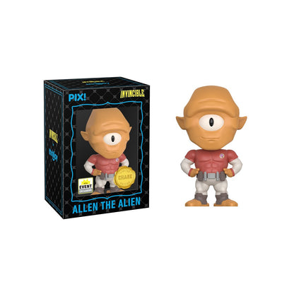Allen the Alien Invincible Pix! Vinyl Figure — Red Outfit Chase Variant Box and Figure Detail