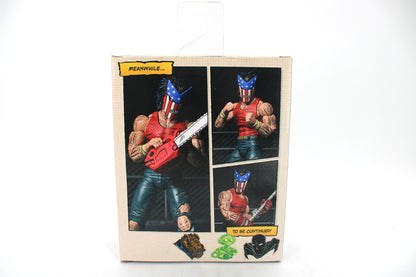 Casey Jones Ultimate Mirage Comics TMNT 7-Inch Figure — Back View with Comic-Style Panel Art and Accessory Poses