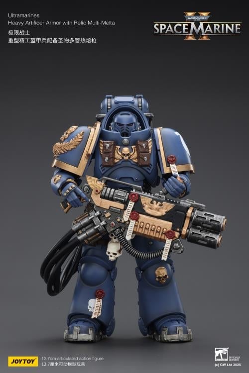 Ultramarines Heavy Artificer Armor Space Marine 2 JoyToy 1/18 Figure — Three-Quarter Front View