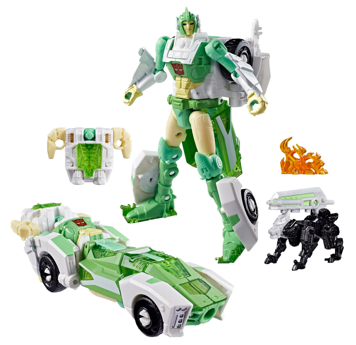 Greenlight War for Cybertron Siege Deluxe 5.5-Inch Figure — Robot Mode and Car Mode with All Accessories Displayed
