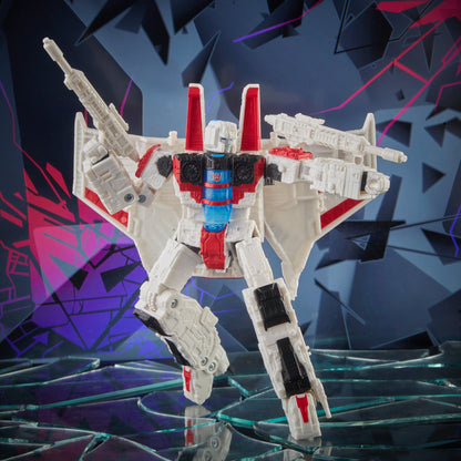 Starscream Shattered Glass Voyager 7-Inch Figure — Front View with Dual Blasters Raised