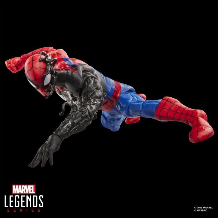 Spider-Man Alien Costume Marvel Legends 6-Inch Figure — Side View Horizontal Crawling Pose