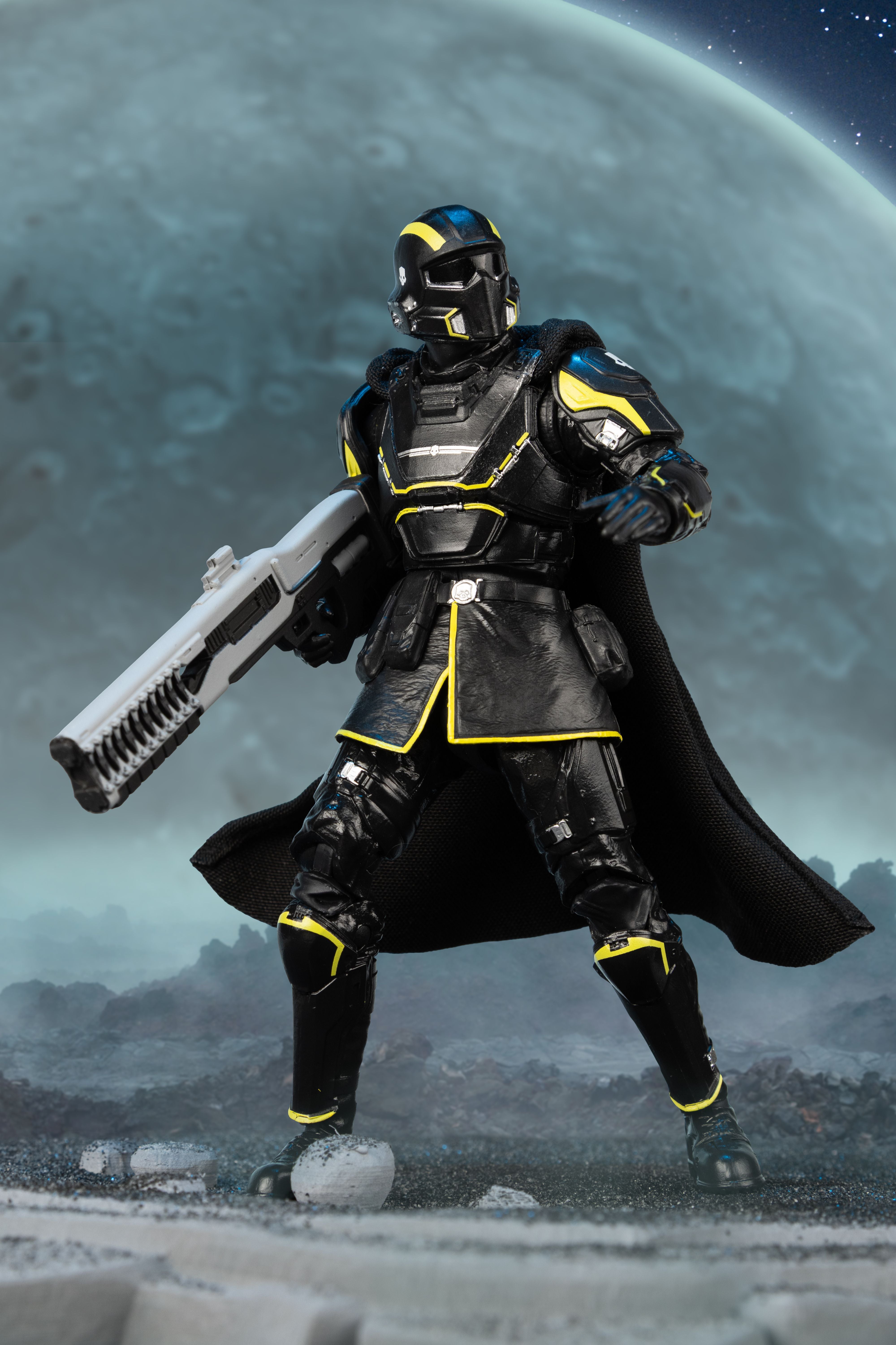 B-01 Tactical Helldiver McFarlane Elite Edition 7-Inch Figure — Wide Stance Side Angle with Railgun at Hip
