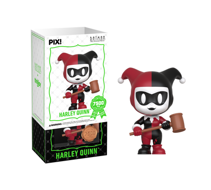 Harley Quinn Batman: The Animated Series PIX! Limited Edition Figure — Package and Out of Box Front View with 7500-Piece Edition Medallion