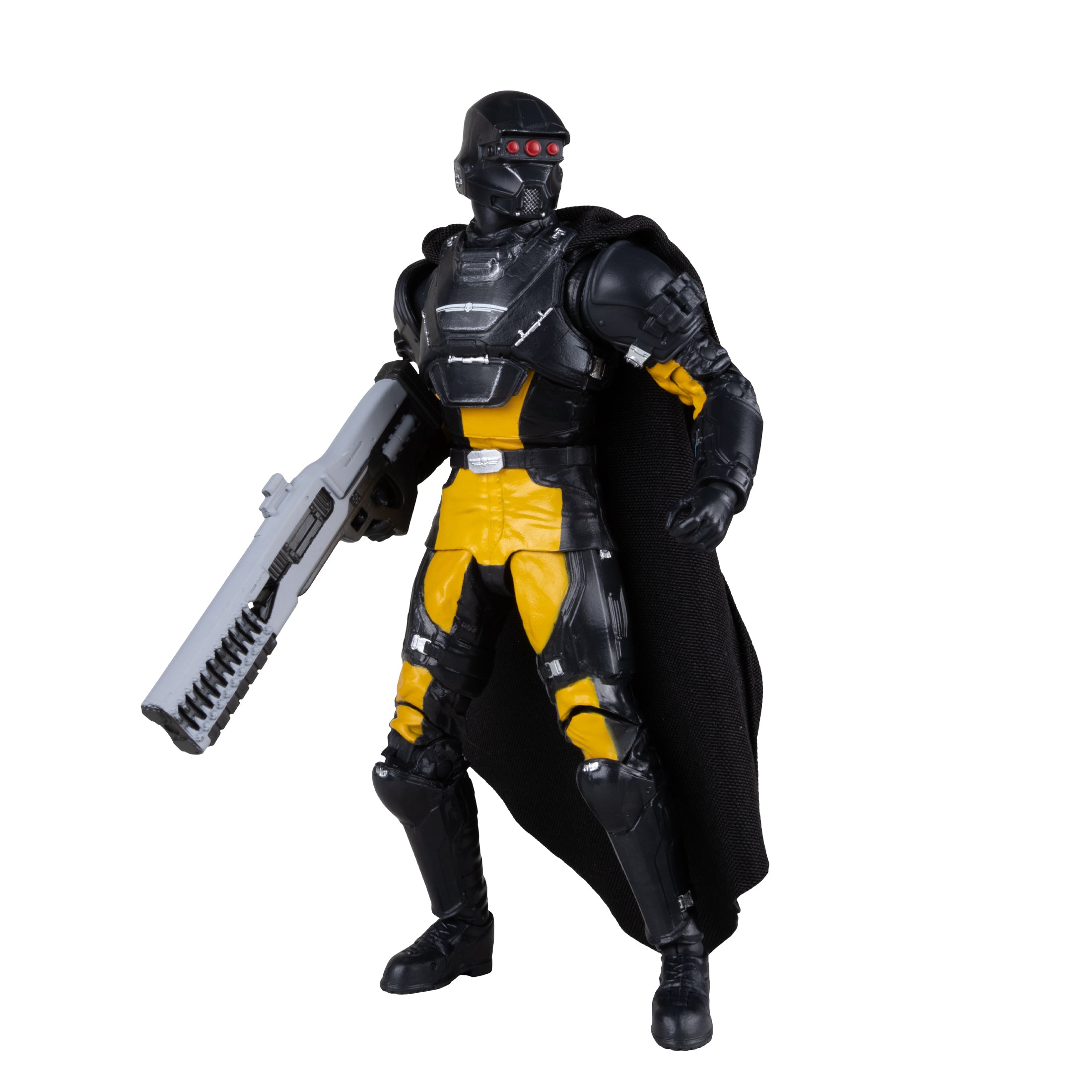 SA-04 Combat Technician Helldivers 2 Elite Edition 7-Inch Figure — Side View on White Background Holding Railgun
