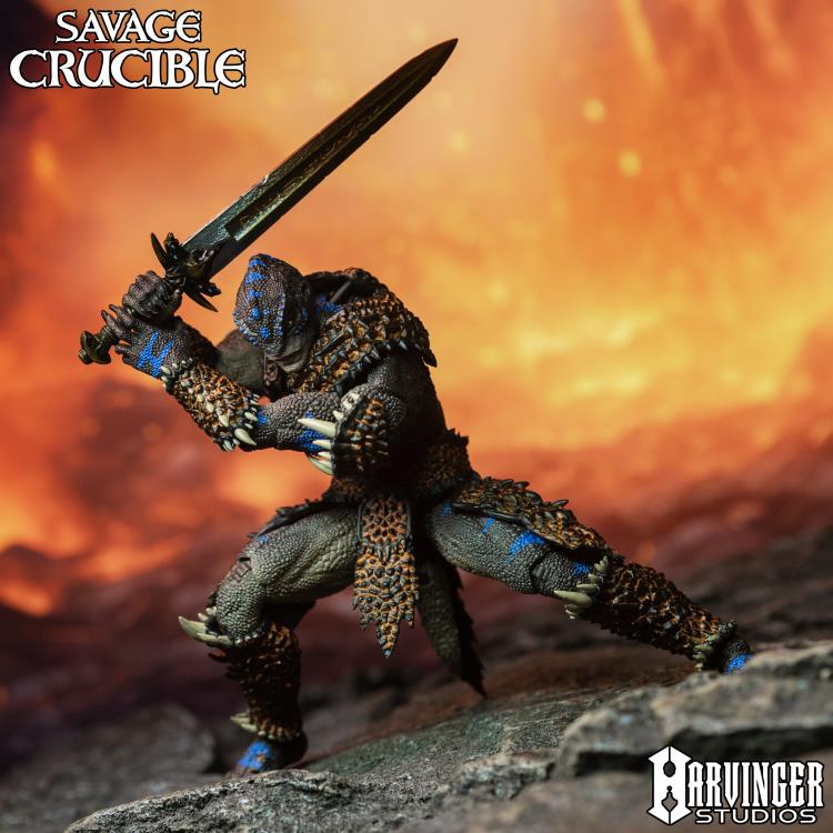 Ko'Mo of the Isles Savage Crucible 6-Inch Figure — Side View Raising Sword