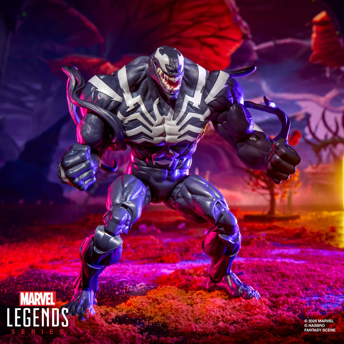 Venom Marvel Legends 6-Inch Figure — Aggressive Crouching Articulation Pose Front View