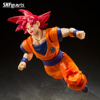 Super Saiyan God Goku S.H.Figuarts 5.5-Inch Figure — Flying Action Pose Screaming Head