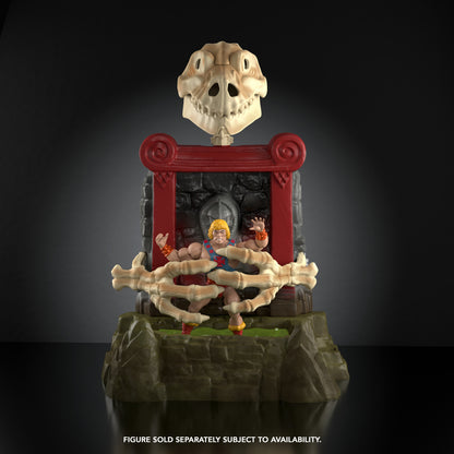 Horde Fright Pit MOTU Origins Playset — Front View Skeletal Claw Arms Extended with He-Man Figure