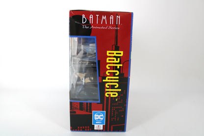 Batcycle Batman Animated Series McFarlane Vehicle — Opposite Side View with Vertical Batcycle Logo and Display Window