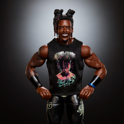 Je'Von Evans WWE Elite Collection 6-Inch Figure — Upper Body Close-Up with Shirt Graphic Detail