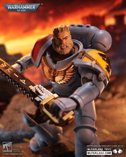 Space Wolves Grey Hunter Warhammer 40K 7-Inch Figure — Articulation Pose Close-Up with Chainsword Detail