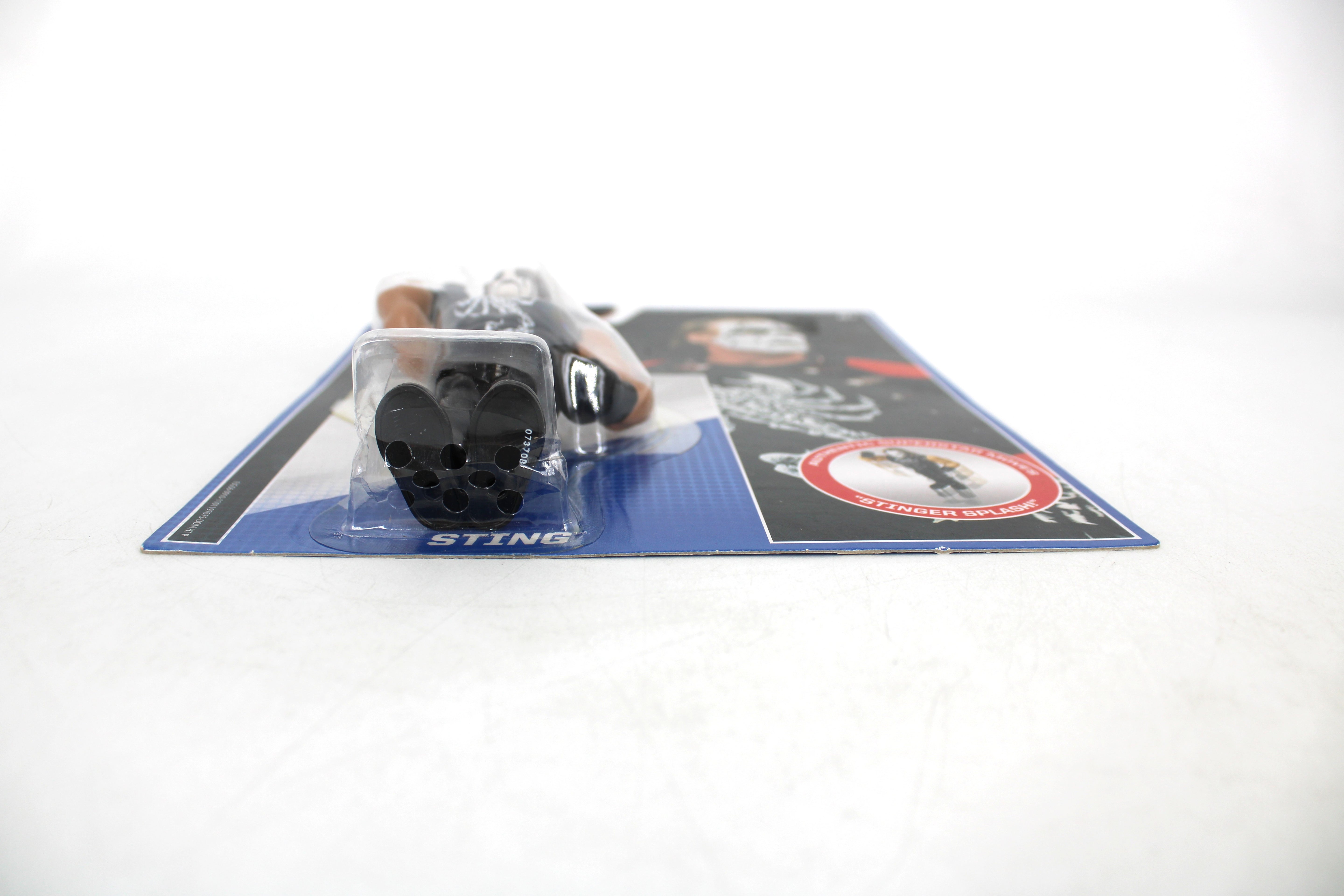 Sting WWE Retro Action Figure — Bottom View Showing Figure Feet and Sting Name on Card