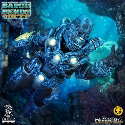 Baron Bends Leviathan Armor One:12 Collective Figure — Side View in Diving Pose with Illuminated Armor Gauntlets