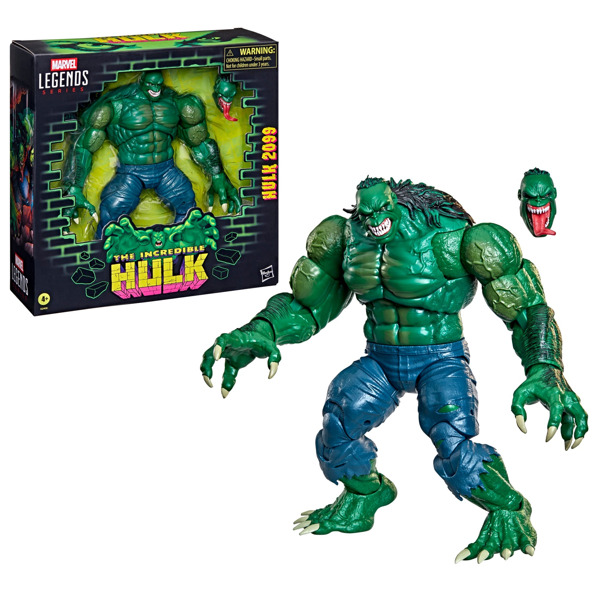 Hulk 2099 Marvel Legends 6-Inch Figure — Box Art Close-Up with Figure and Accessories Out of Box