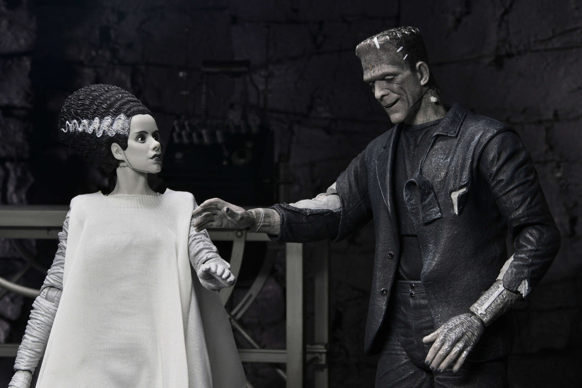 Bride of Frankenstein Universal Monsters 7-Inch Two-Pack — Monster Touching Bride Shoulder Close-Up