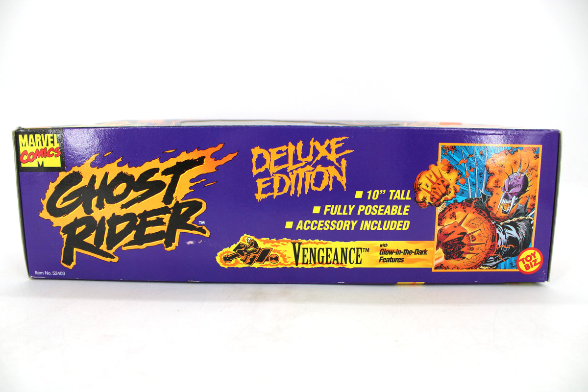 Vengeance Ghost Rider Deluxe Edition 10-Inch Figure — Side View Package Detail with Logo and Feature Callouts