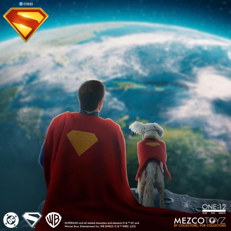 Superman 2025 One:12 Collective 1/12 Scale Figure — Back View with Krypto Overlooking Earth