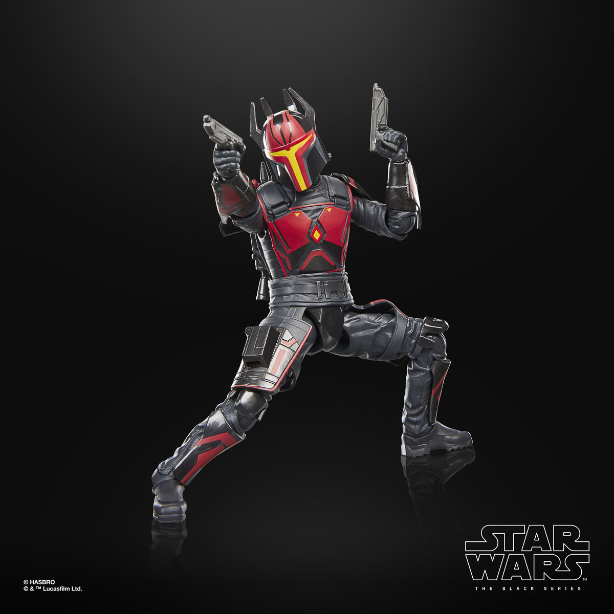 Gar Saxon Black Series 6-Inch Figure — Combat Pose Front View with Dual Blasters