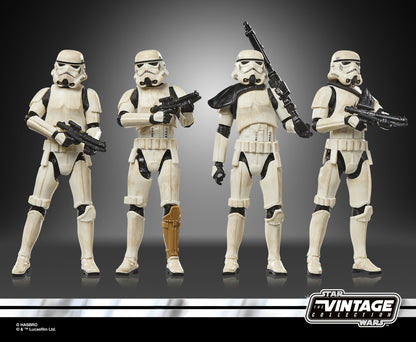 Imperial Remnant Stormtrooper Vintage Collection 3.75-Inch 4-Pack — Side View with Blaster Rifles