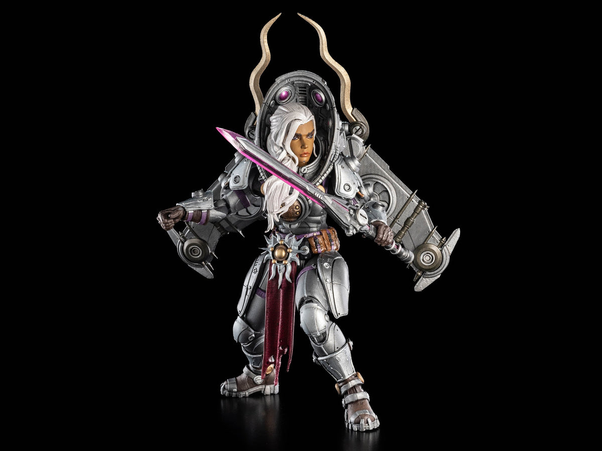 Arch General Honora Cosmic Legions 6-Inch Figure — Three-Quarter View with Horned Helmet and Charged Sword
