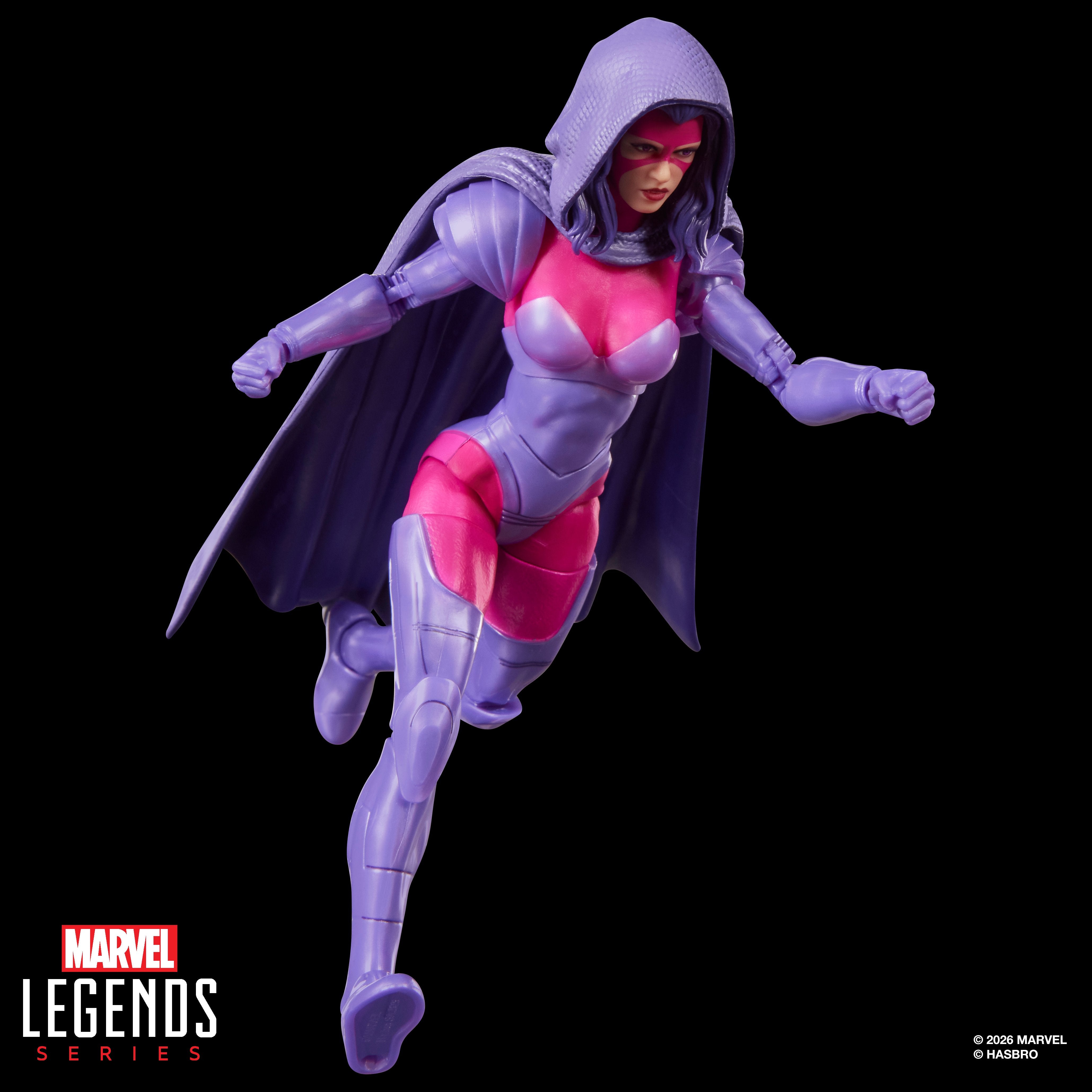 Psylocke Marvel Legends 6-Inch Figure — Dynamic Flying Pose with Cape Extended