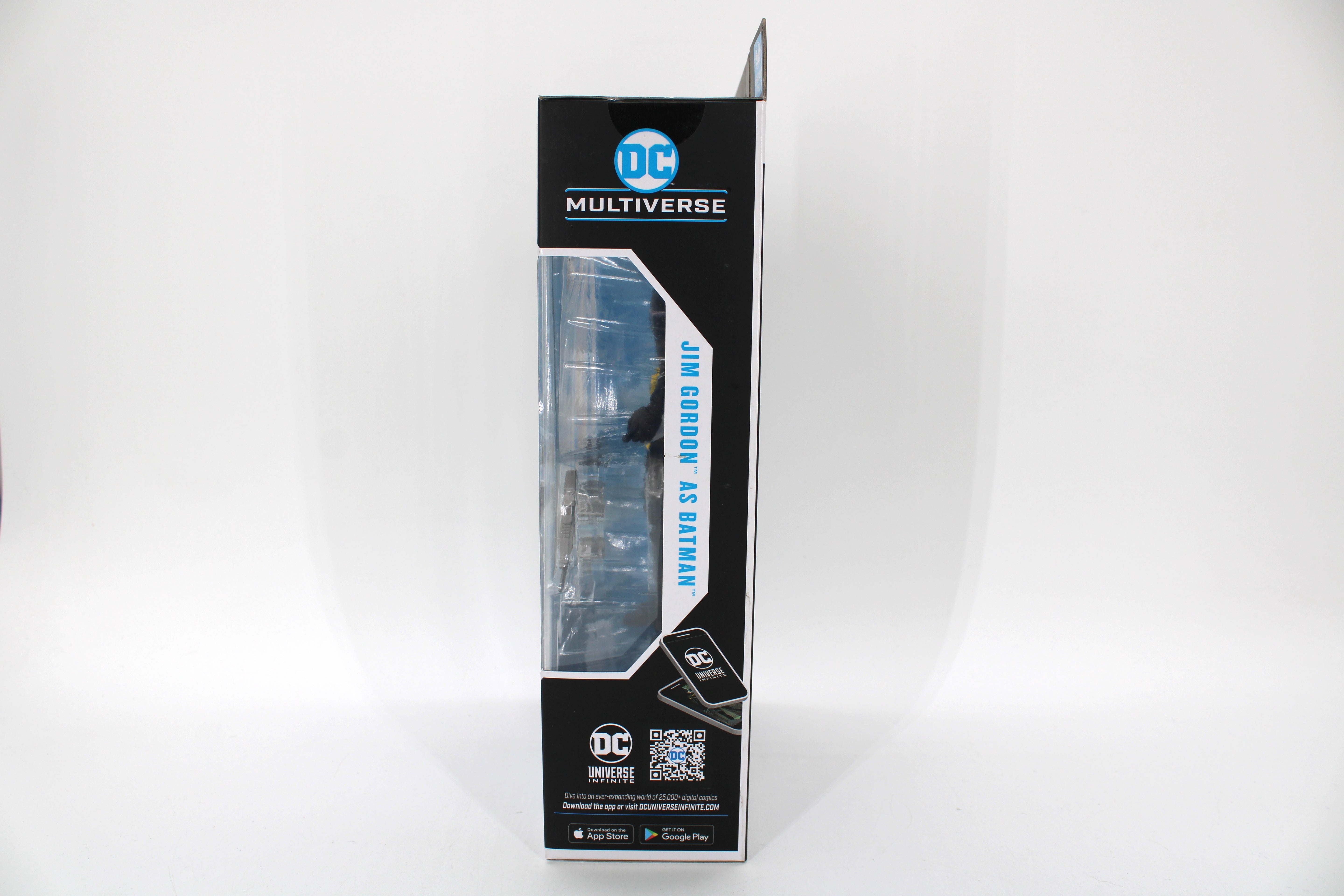 Jim Gordon as Batman DC Multiverse 7-Inch Figure — Right Side with DC Universe Infinite QR Code