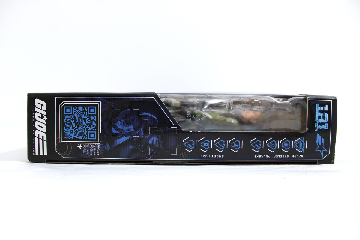 Ralph "Steeler" Pulaski & Short-Fuze G.I. Joe Classified Series 6-Inch 2-Pack — Side View with Bubble Window and Character Name Labels Visible