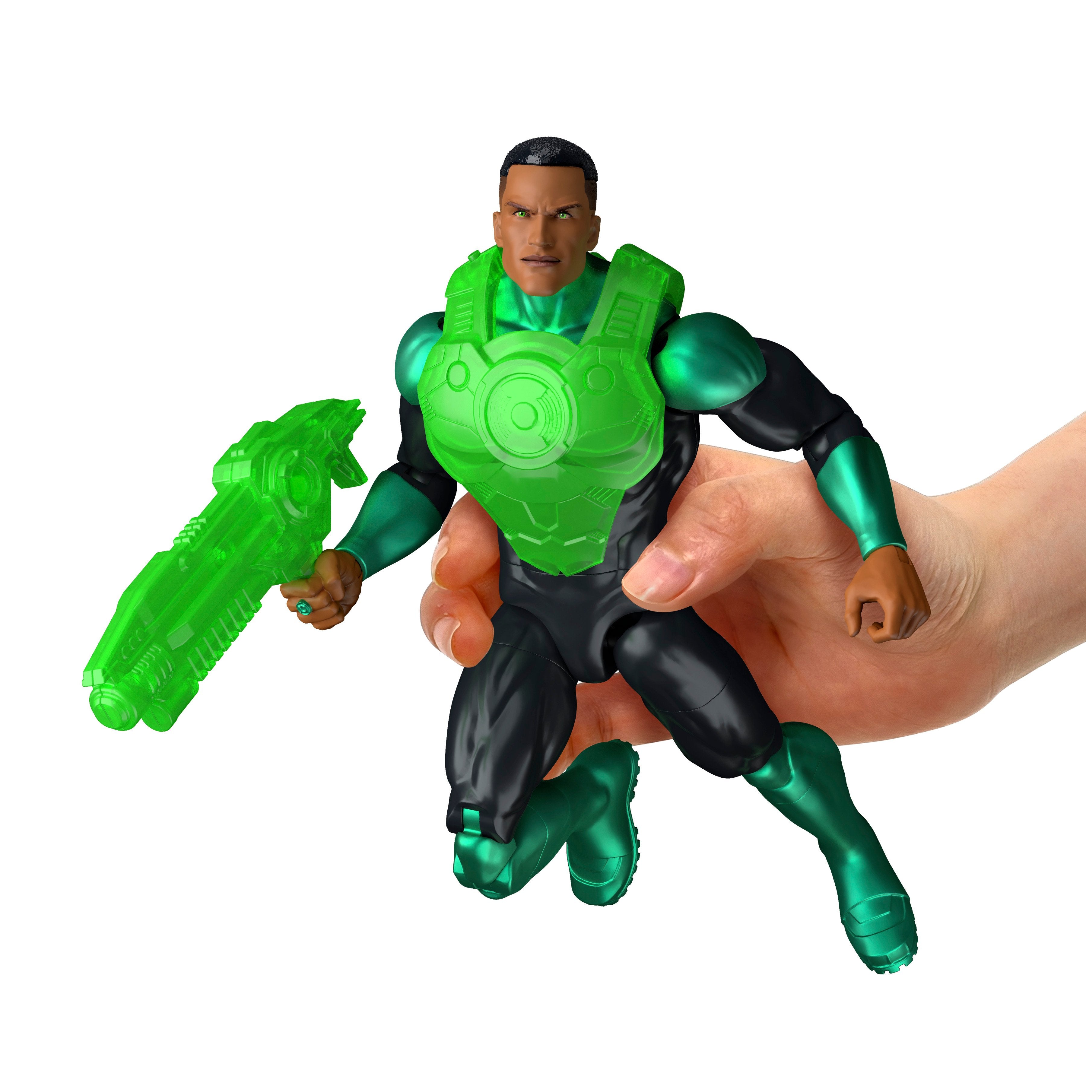 Green Lantern John Stewart DC Premier 6-Inch Figure — Figure Detail with Power Armor Construct Hand-Held