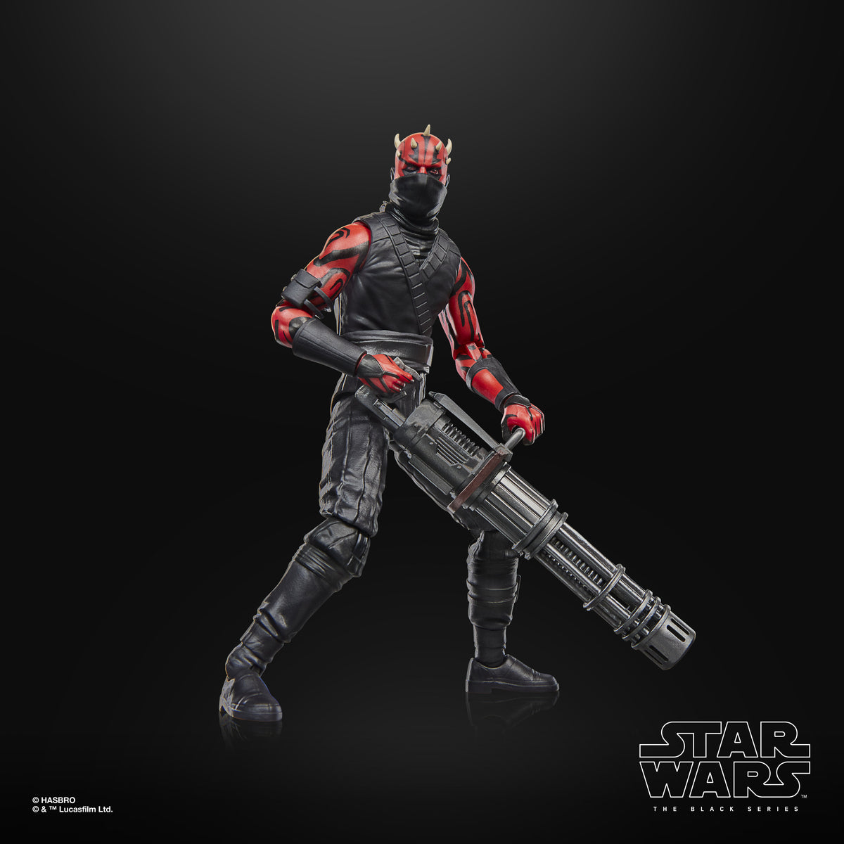 Icarus Black Series 6-Inch Figure — Side View Holding Heavy Rotary Blaster Cannon