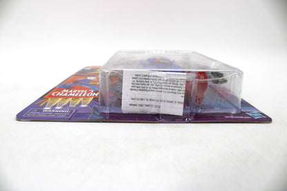 Marvel's Chameleon Marvel Legends Retro Collection 6-Inch Figure — Side View with Package Detail and Warning Label Visible
