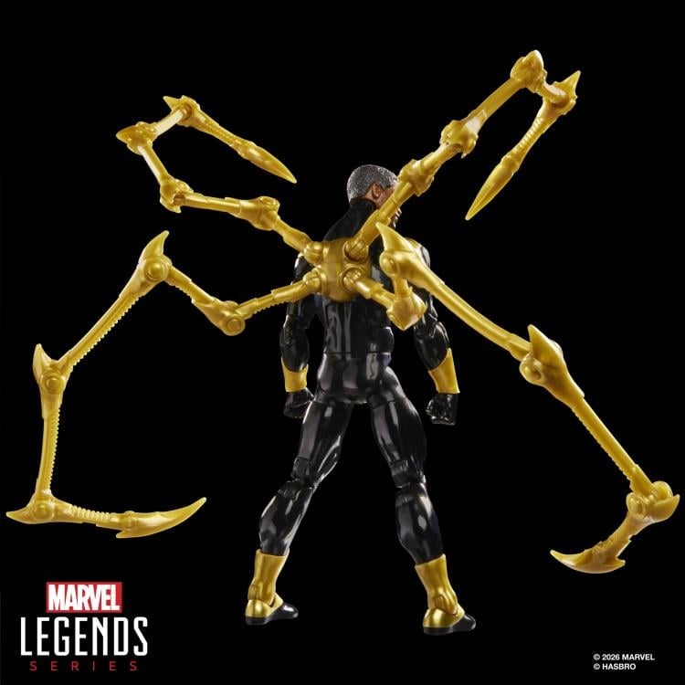 Iron Spider Aaron Davis Marvel Legends 6-Inch Figure — Back View with Alternate Unmasked Head and Spider Arms