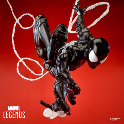 Symbiote Spider-Man Marvel Legends Maximum 6-Inch Figure — Back View Mid-Swing with Web Lines