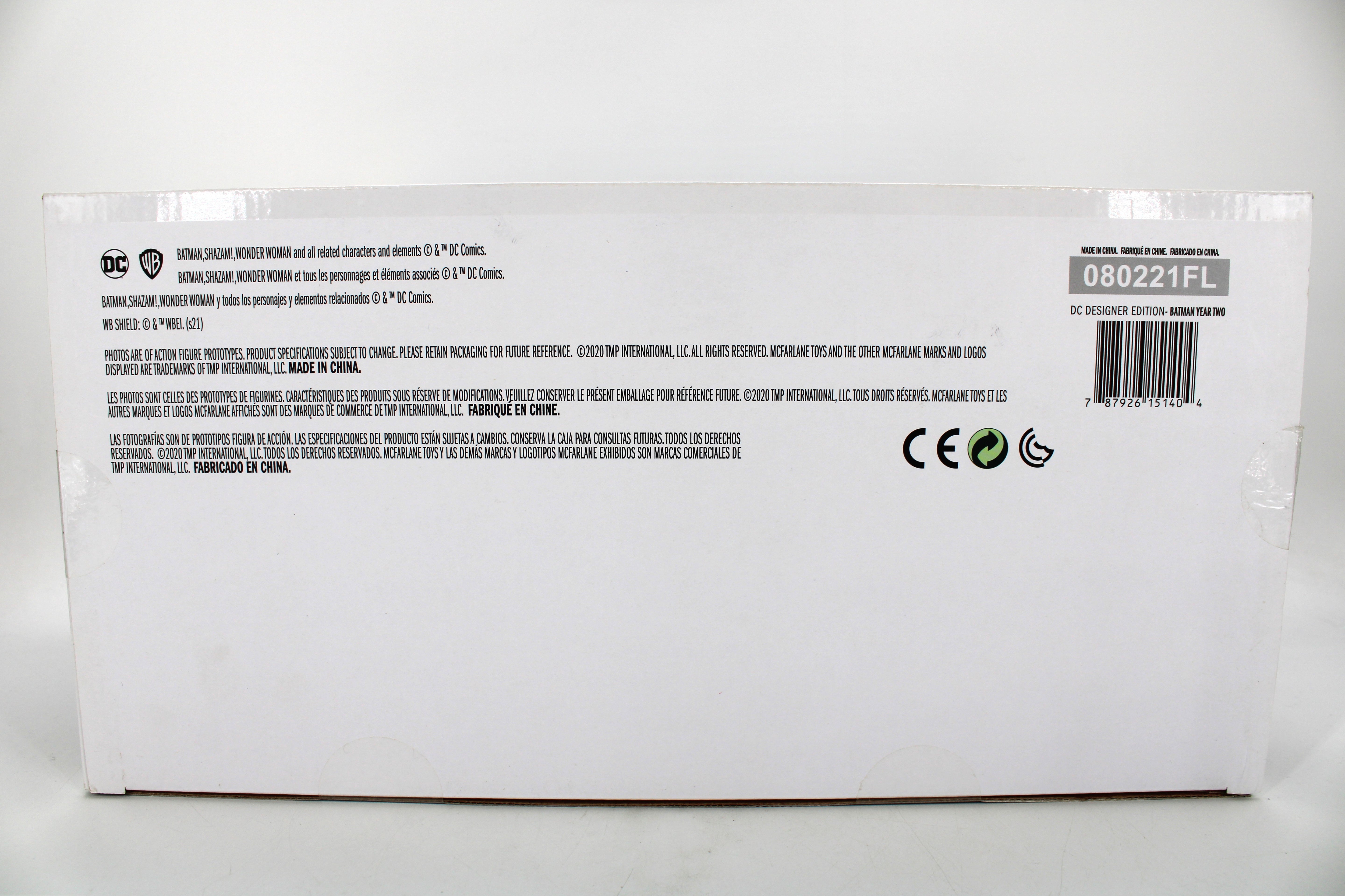 Batman Year Two DC Multiverse Gold Label Collection — Package Detail with Barcode and Legal Text