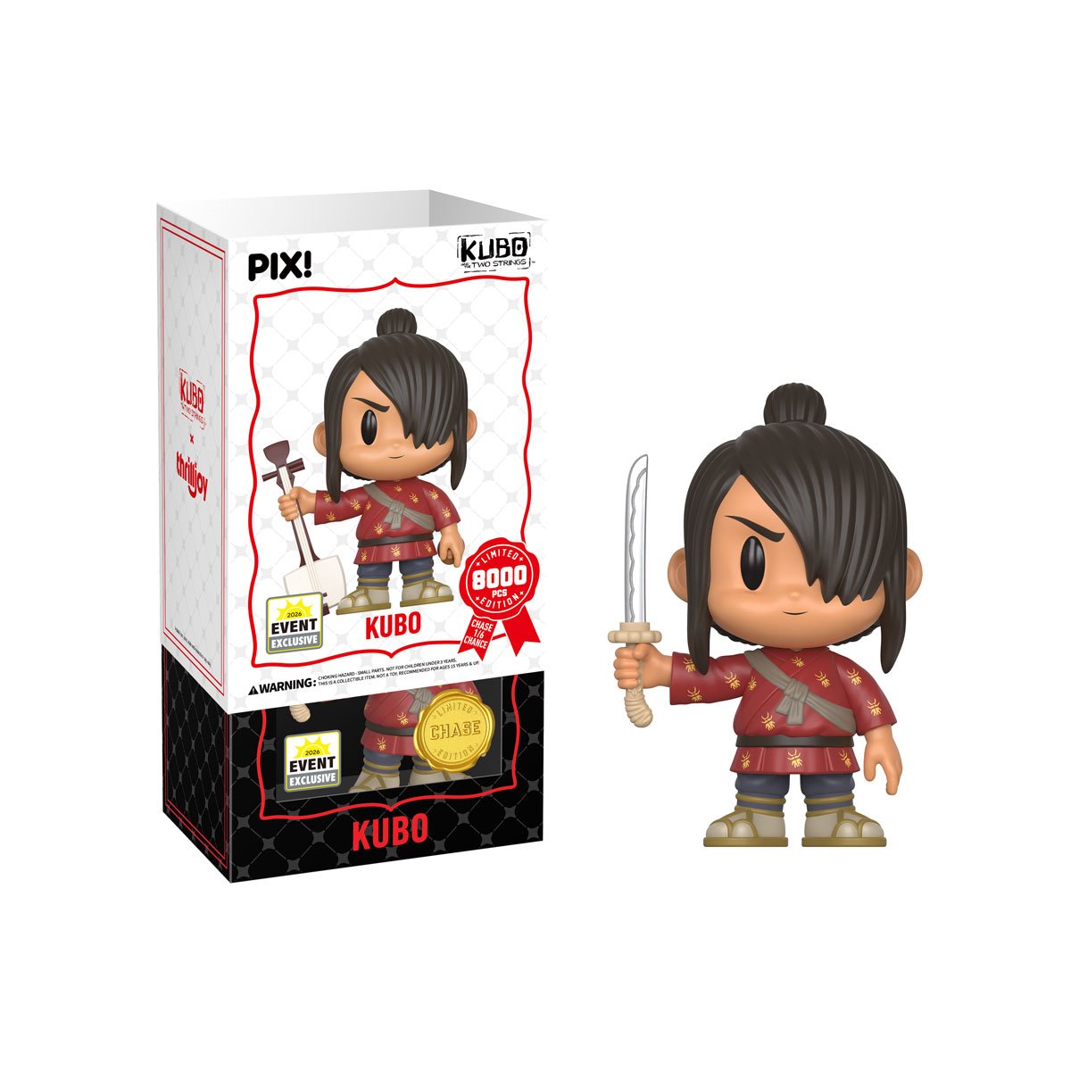 Kubo PIX! Chase Variant Vinyl Figure with Sword — White Box Package Detail