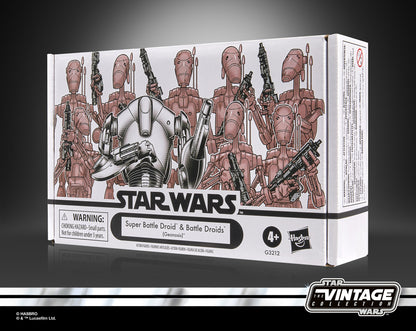 Super Battle Droid & Battle Droids Geonosis Vintage Collection 3.75-Inch Set — Box Art Side View