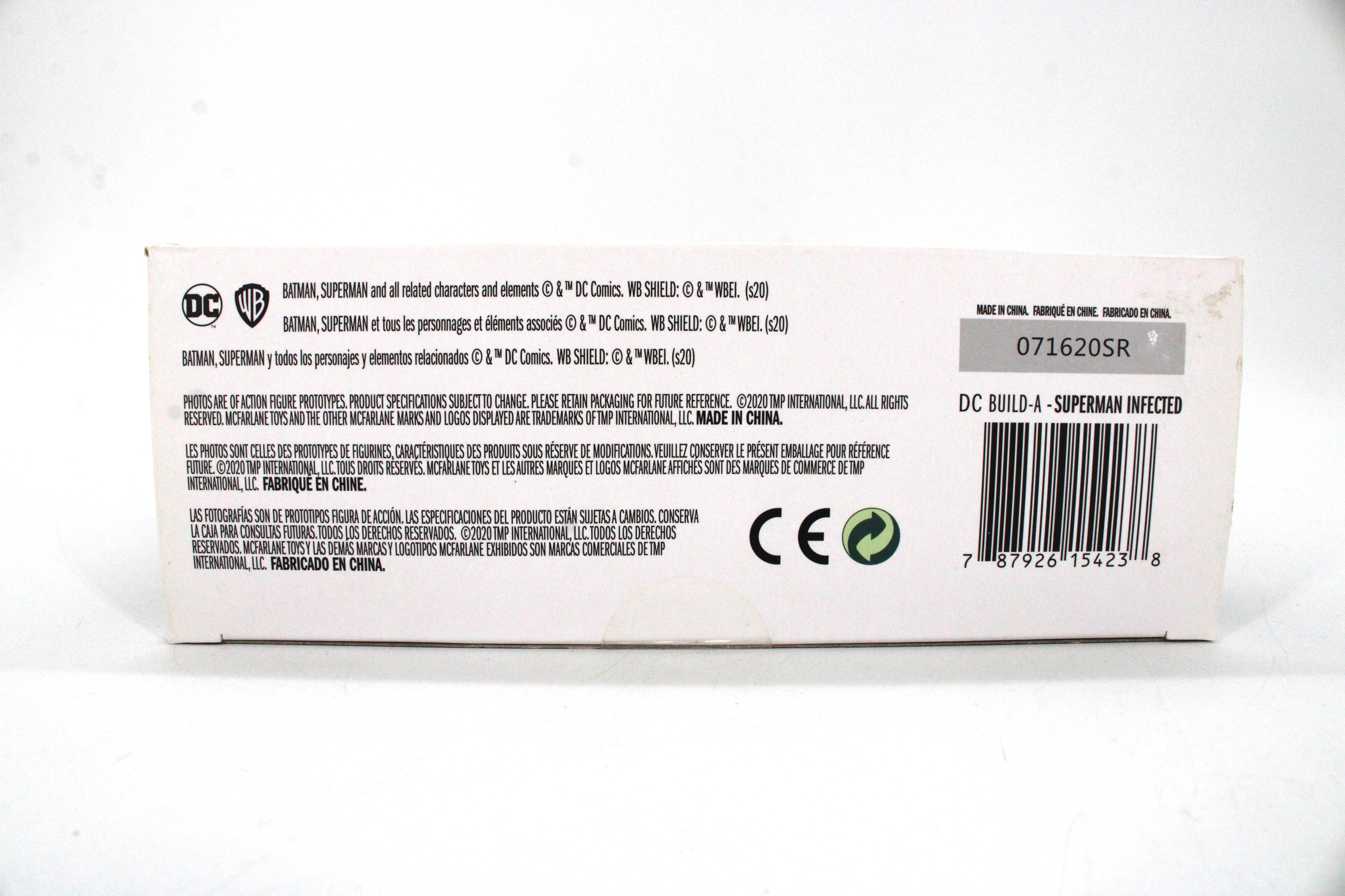 Superman The Infected DC Multiverse 7-Inch — Package Detail with Barcode and Legal Text