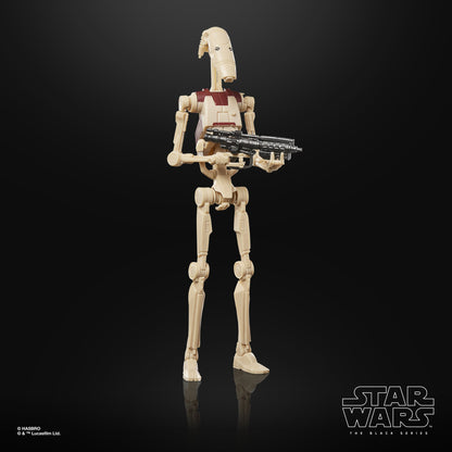 B1 Battle Droid Black Series 6-Inch Figure — Front View Holding Blaster Rifle Two-Handed