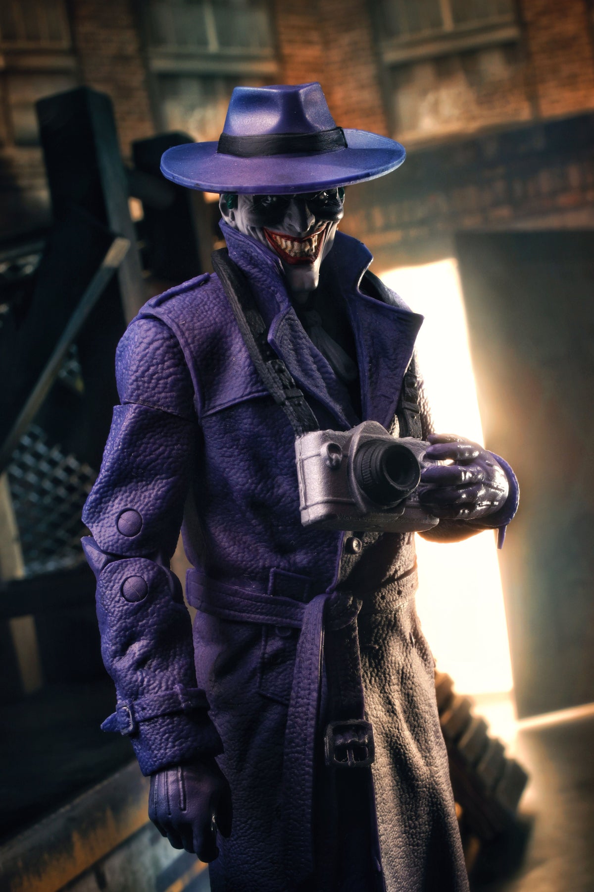 Joker The Comedian DC Multiverse 7-Inch Figure — Out of Box Pose Examining Camera