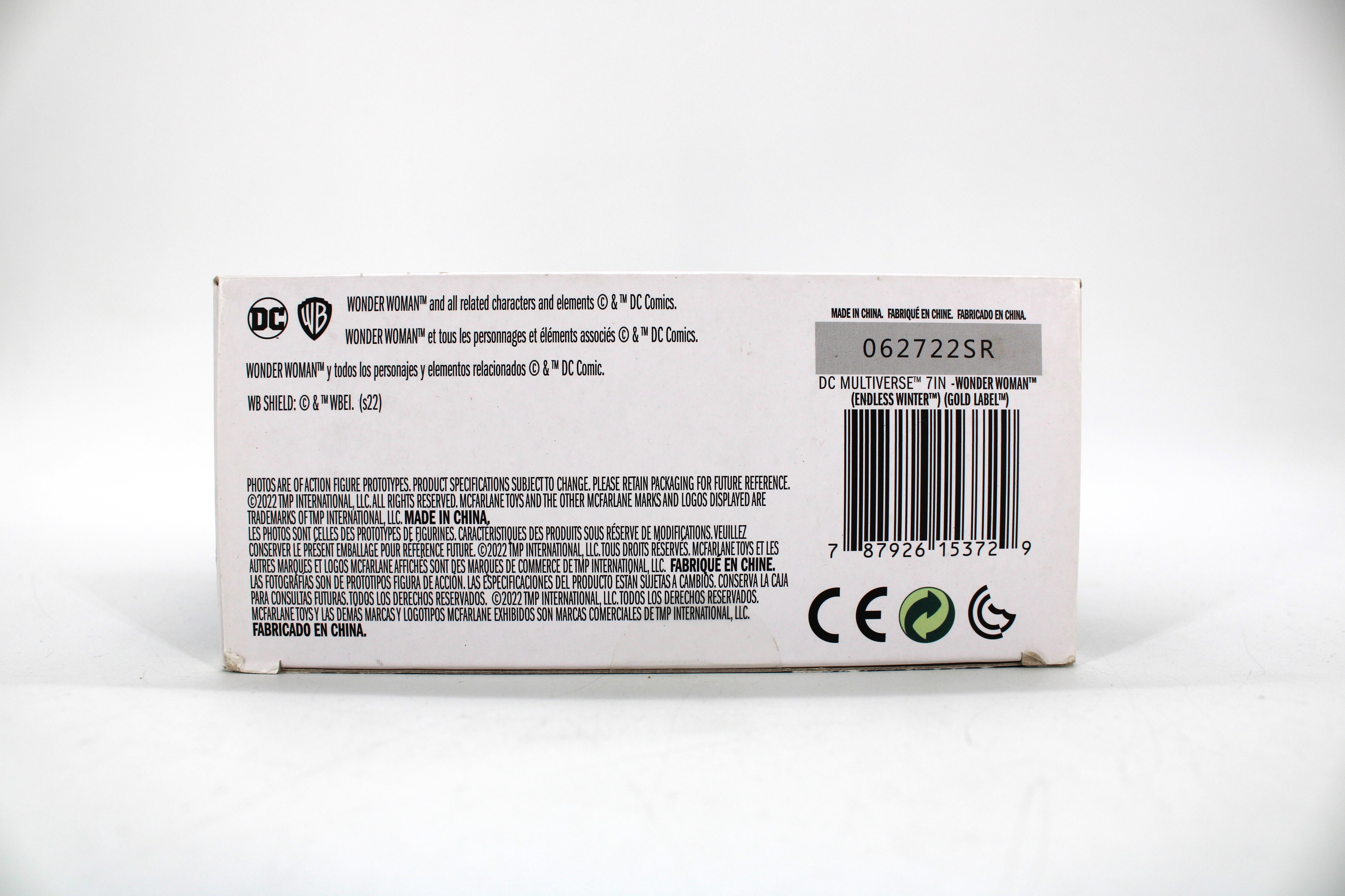 Wonder Woman DC Multiverse Gold Label Collection 7-Inch — Package Detail with Barcode and Legal Text