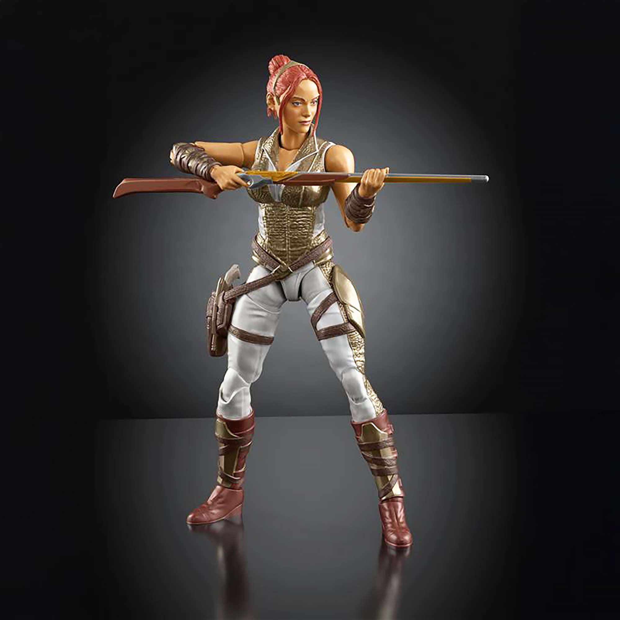Teela MOTU Chronicles 6.5-Inch Figure — Side View Holding Rifle Two-Handed