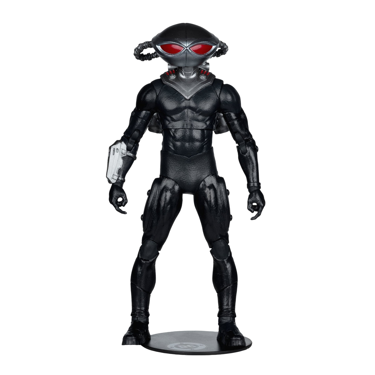 Black Manta DC Multiverse 7-Inch Figure — Front View on Figure Base