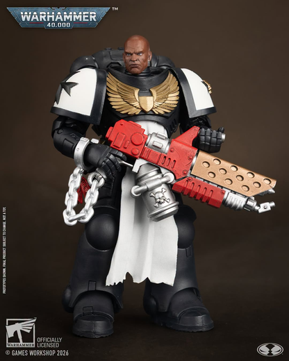 Black Templars Primaris Crusader McFarlane WH40K 7-Inch Figure — Alternate Bare Head Swap Front View