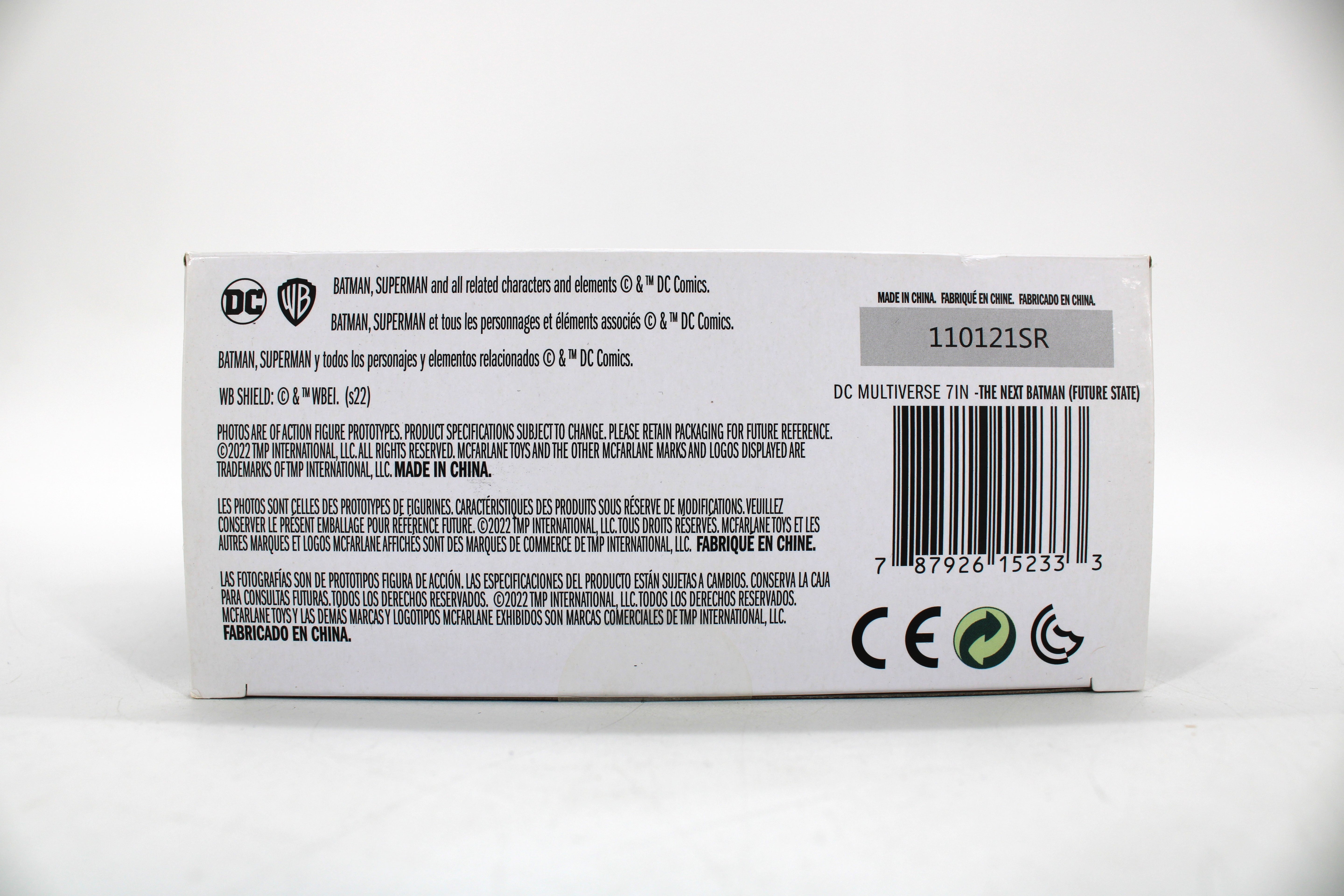 Batman DC Future State DC Multiverse 7-Inch Action Figure — Package Detail with Barcode and Legal Text