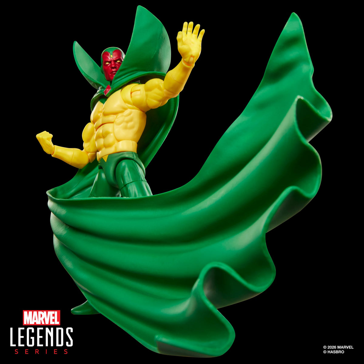 Vision Marvel Legends 6-Inch Figure — Side Articulation Pose with Billowing Cape