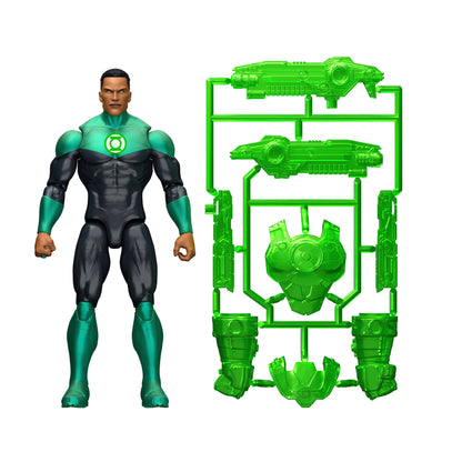 Green Lantern John Stewart DC Premier 6-Inch Figure — Front View with Full Accessory Runner Displayed