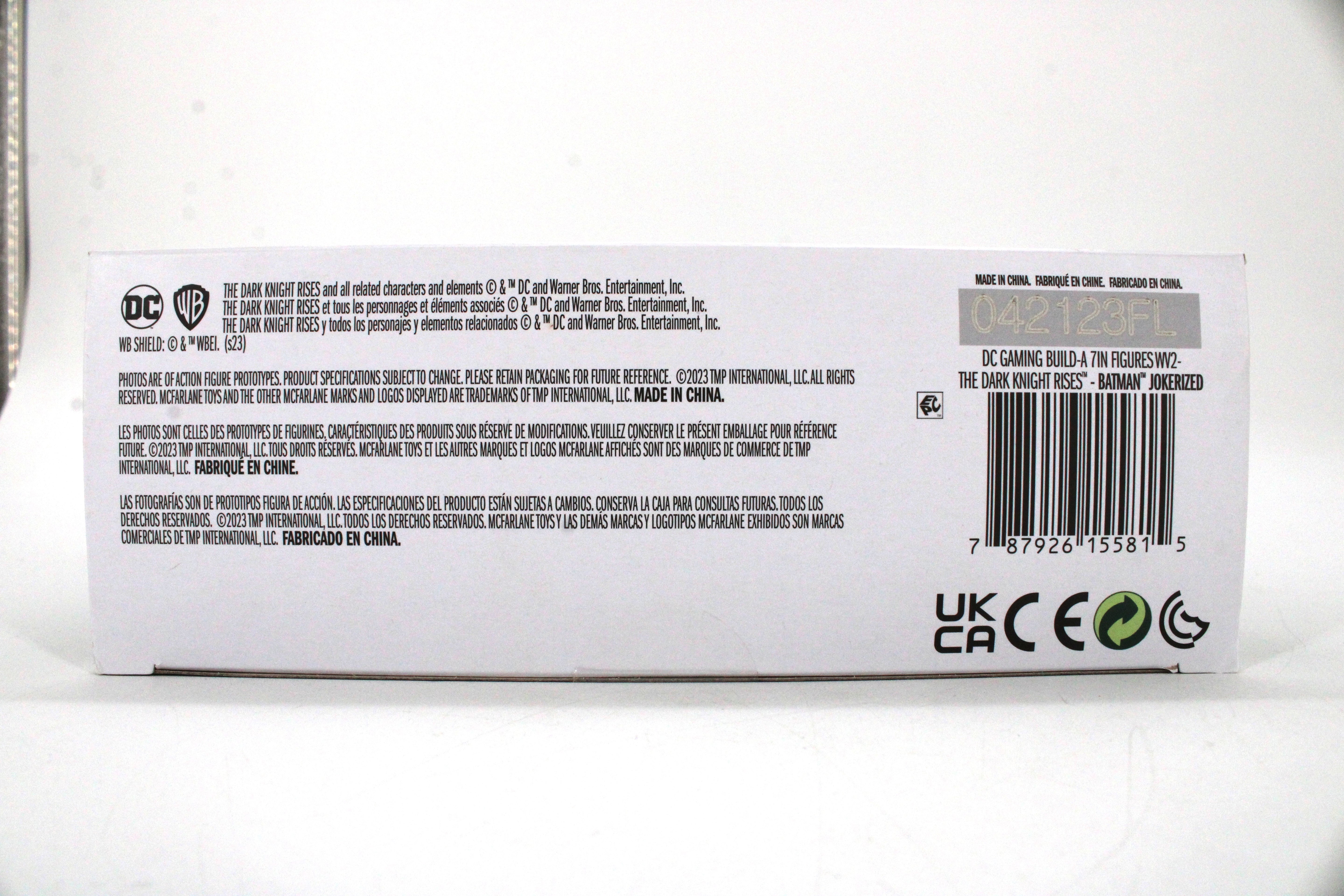 Jokerized Batman DC Multiverse Batman Artist Series Gold Label — Package Detail with Barcode and Legal Text