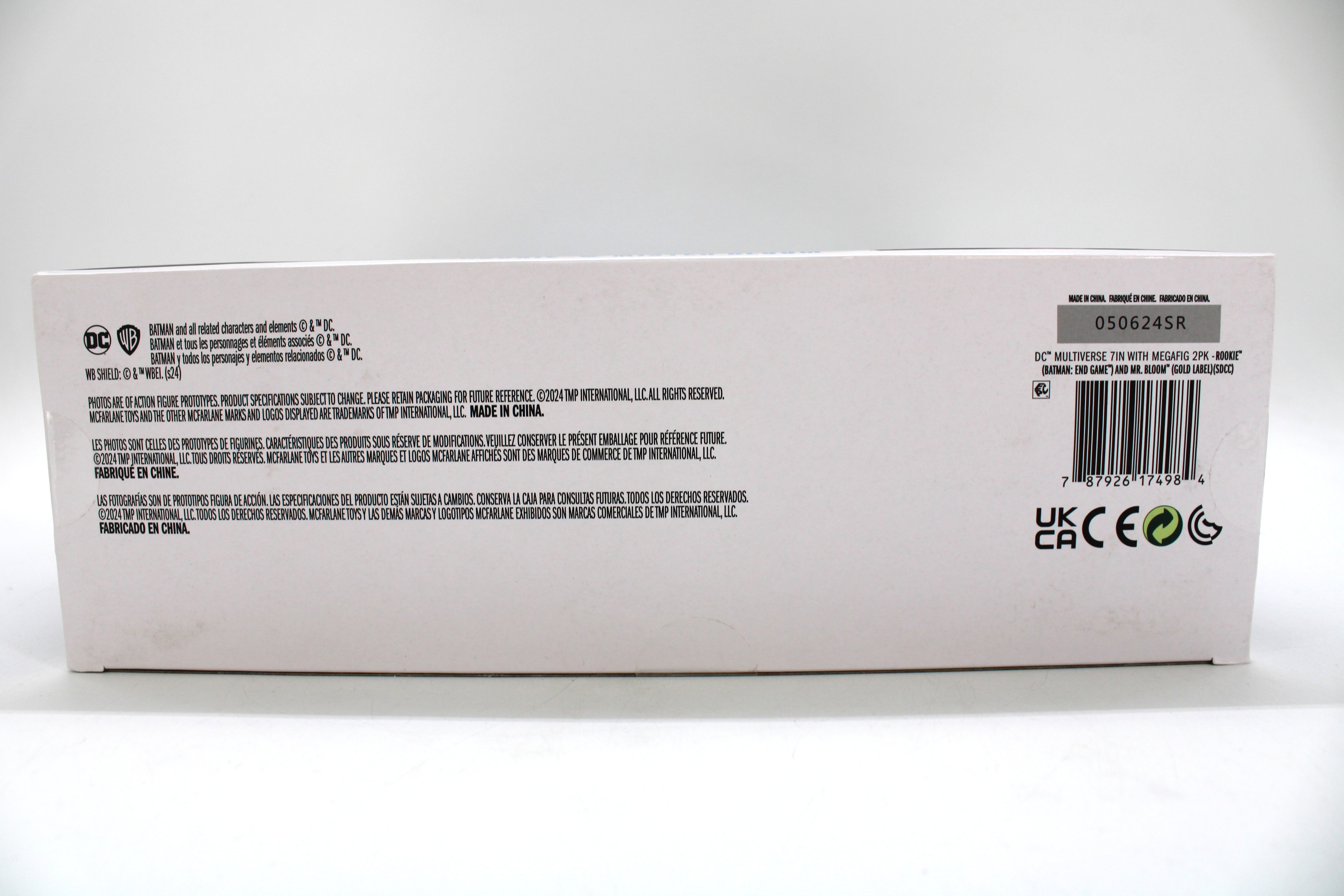Rookie & Mister Bloom DC Multiverse Gold Label 2-Pack — Package Detail with Barcode and Legal Text